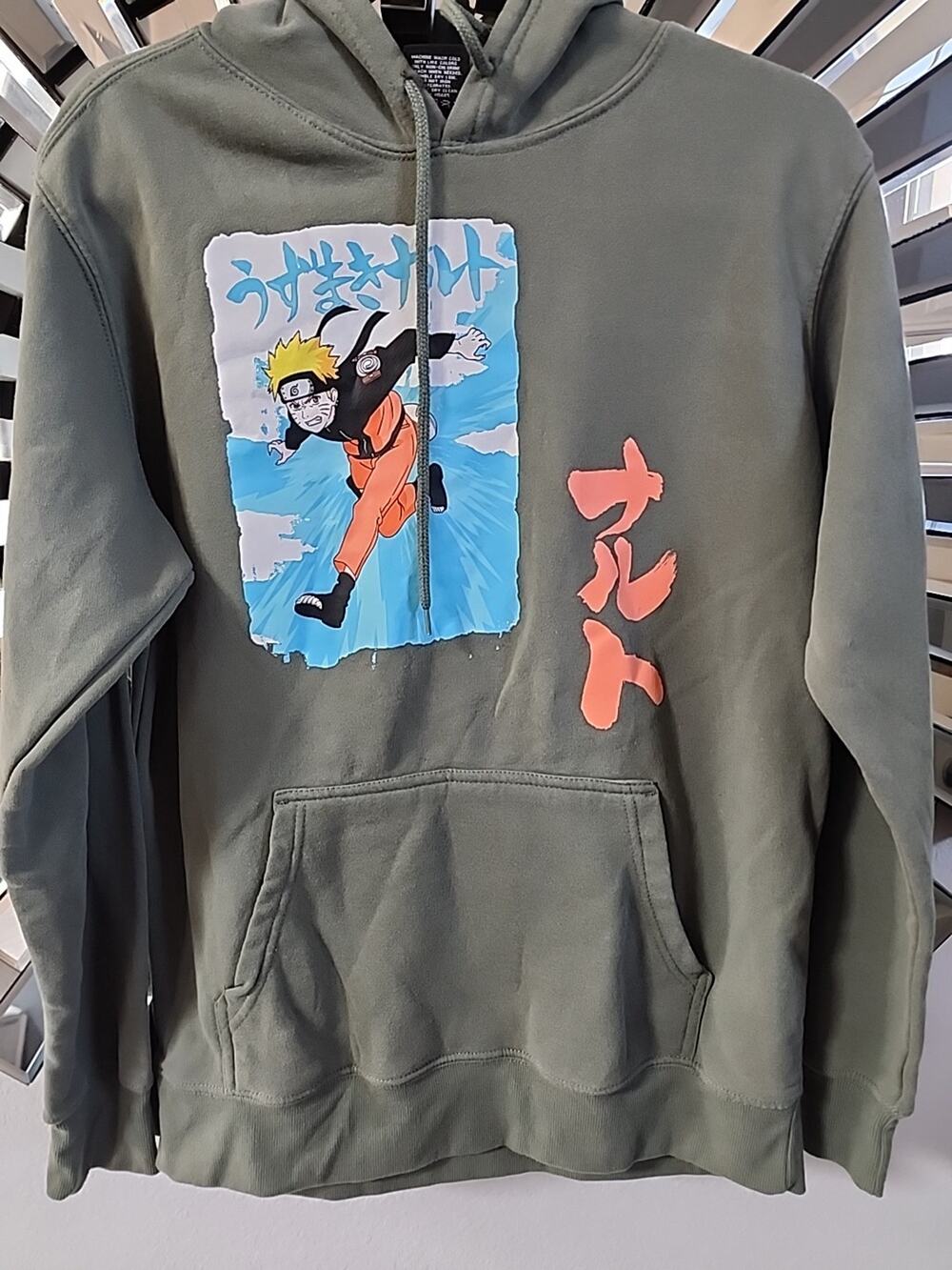 Naruto Shippuden Collection Green Hoodie Mens Size Medium 38-40 Anime Graphic
